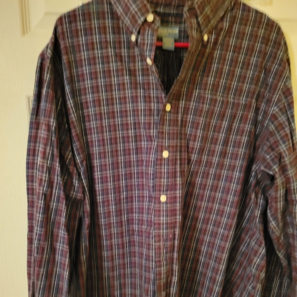 Duck Head Classic Men's Long Sleeve Button down collar Plaid Shirt Size Large